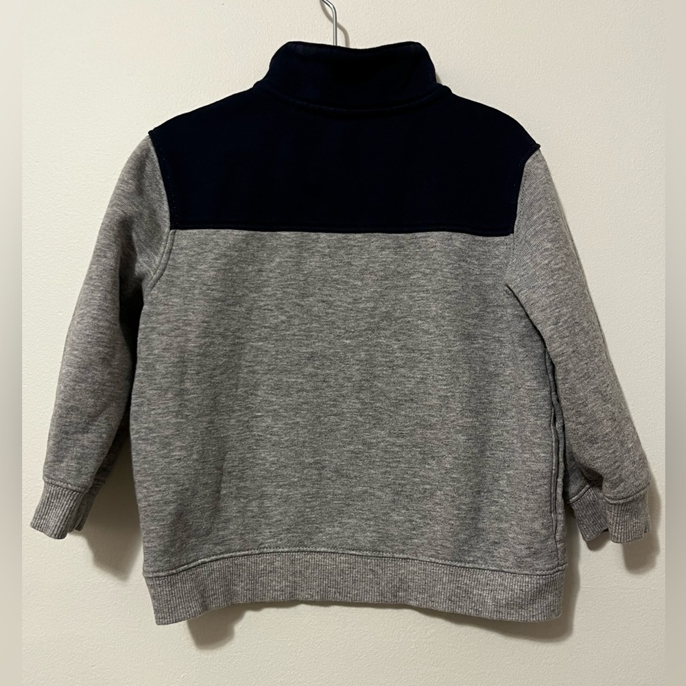 JANIE AND JACK Boys 18-24mo Quarter Button Pullover Sweater Navy Gray Cotton - Picture 4 of 6